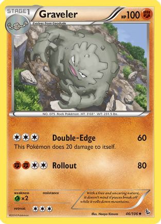 XY  Flashfire  046 Graveler  - Reverse Holofoil - Uncommon