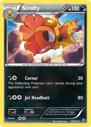 XY  Flashfire  059 Scrafty  - Reverse Holofoil - Rare