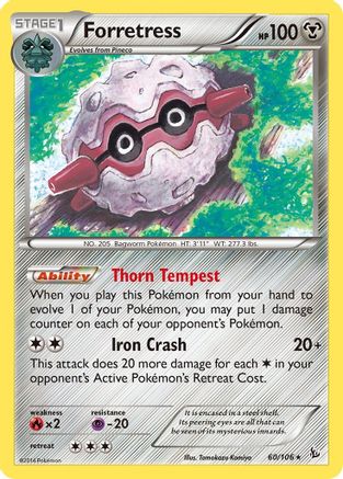 XY  Flashfire  060/106 Forretress  - Reverse Holofoil - Rare