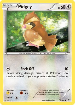 XY  Flashfire  075/106 Pidgey  - Reverse Holofoil - Common
