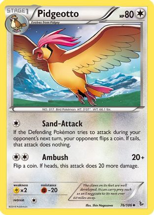XY  Flashfire  076/106 Pidgeotto  - Uncommon