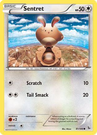 XY  Flashfire  081/106 Sentret  - Reverse Holofoil - Common