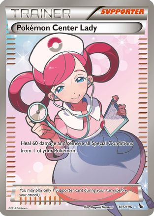 XY  Flashfire  105/106 Pokemon Center Lady (105 Full Art)  - Holofoil - Ultra Rare