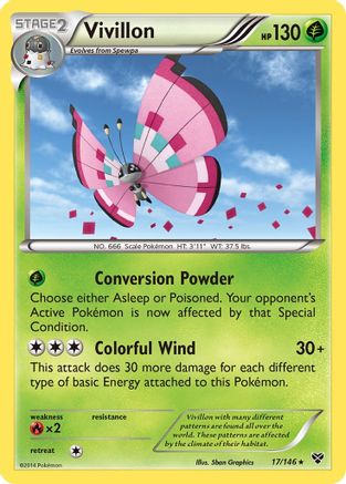 XY Base Set  017 Vivillon (Meadow [Pink])  - Reverse Holofoil - Holo Rare