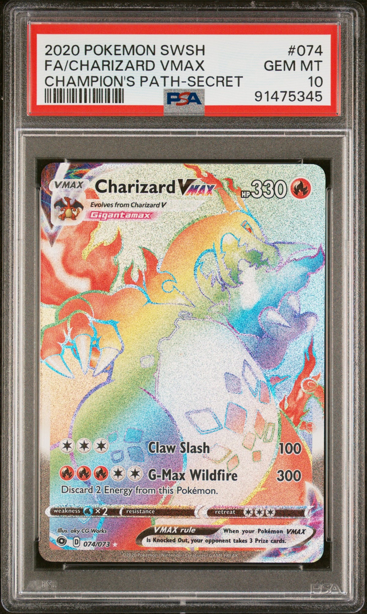 Champions Path  074/73 PSA10 #91475345 Charizard VMAX (Secret)  - Holofoil - Secret Rare