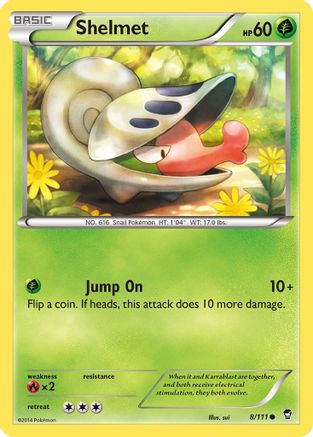 XY  Furious Fists  008 Shelmet  - Reverse Holofoil - Common
