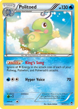 XY  Furious Fists  018/111 Politoed  - Rare