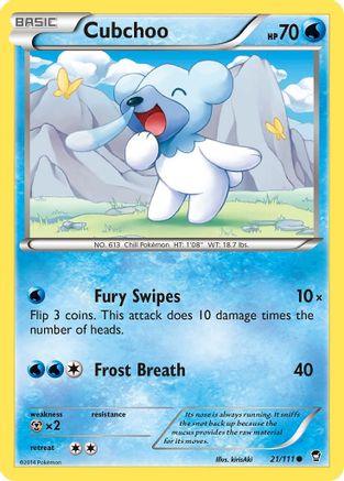 XY  Furious Fists  021 Cubchoo  - Reverse Holofoil - Common