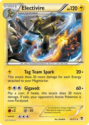 XY  Furious Fists  030 Electivire  - Reverse Holofoil - Rare