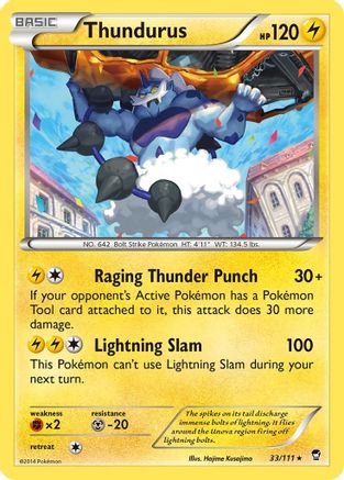 XY  Furious Fists  033 Thundurus  - Reverse Holofoil - Rare