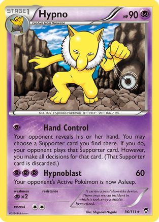 XY  Furious Fists  036 Hypno  - Reverse Holofoil - Rare