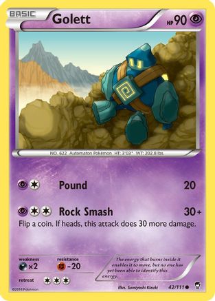 XY  Furious Fists  042 Golett  - Reverse Holofoil - Common