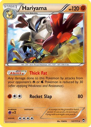 XY  Furious Fists  052 Hariyama  - Reverse Holofoil - Rare