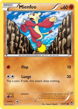 XY  Furious Fists  056 Mienfoo  - Reverse Holofoil - Common
