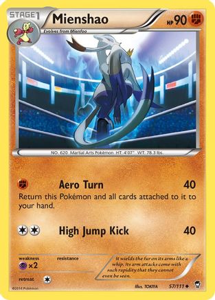 XY  Furious Fists  057 Mienshao  - Reverse Holofoil - Uncommon