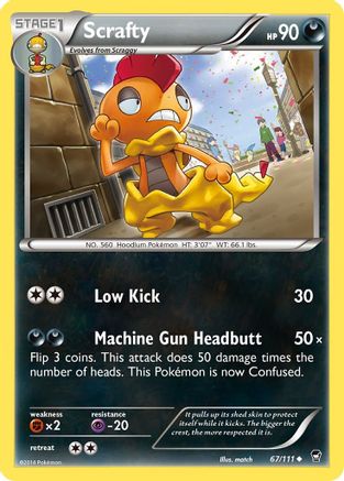XY  Furious Fists  067 Scrafty  - Reverse Holofoil - Uncommon