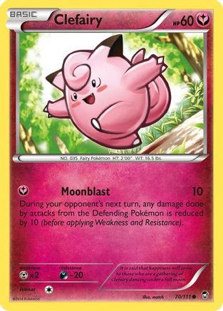XY  Furious Fists  070/111 Clefairy (70)  - Reverse Holofoil - Common