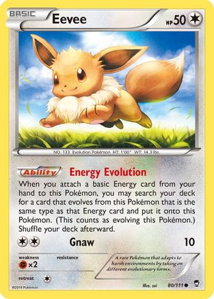 XY  Furious Fists  080/111 Eevee  - Reverse Holofoil - Common