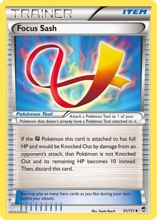 XY  Furious Fists  091/111 Focus Sash  - Uncommon