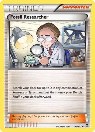 XY  Furious Fists  092 Fossil Researcher  - Reverse Holofoil - Uncommon