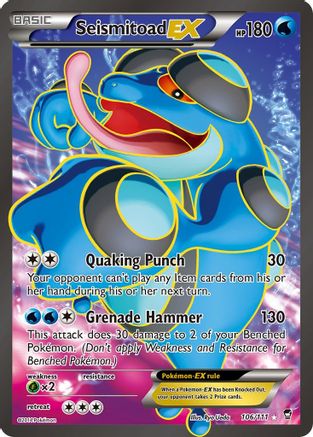 XY  Furious Fists  106/111 Seismitoad EX (106 Full Art)  - Holofoil - Ultra Rare
