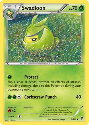 XY  Phantom Forces  006/119 Swadloon  - Reverse Holofoil - Uncommon
