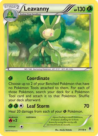 XY  Phantom Forces  007/119 Leavanny  - Reverse Holofoil - Rare