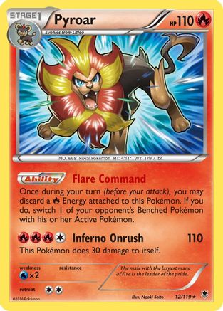 XY  Phantom Forces  012/119 Pyroar  - Reverse Holofoil - Holo Rare
