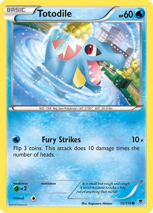 XY  Phantom Forces  015/119 Totodile  - Reverse Holofoil - Common