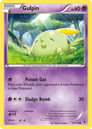 XY  Phantom Forces  037 Gulpin  - Reverse Holofoil - Common