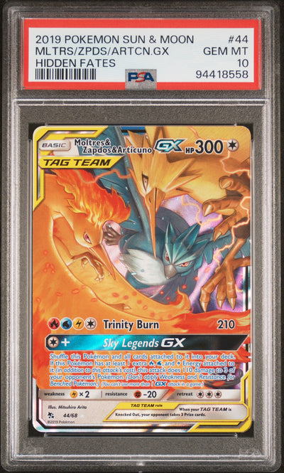 Hidden Fates  044/68 PSA10 #94418558 Moltres & Zapdos & Articuno GX  - Holofoil - Ultra Rare