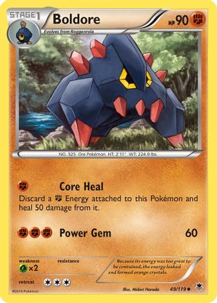 XY  Phantom Forces  049 Boldore  - Reverse Holofoil - Uncommon