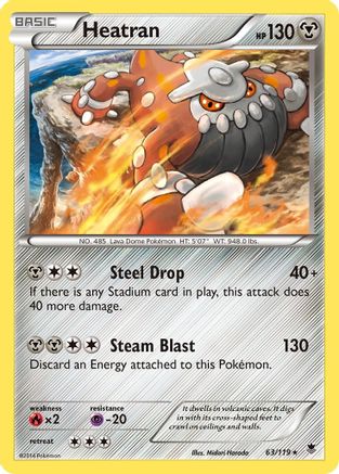 XY  Phantom Forces  063 Heatran  - Reverse Holofoil - Holo Rare