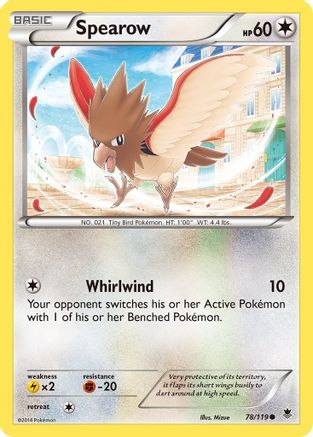 XY  Phantom Forces  078 Spearow  - Reverse Holofoil - Common