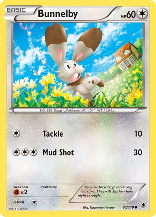 XY  Phantom Forces  087/119 Bunnelby  - Reverse Holofoil - Common