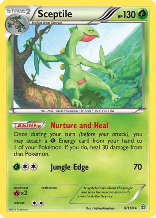 XY  Primal Clash  008/160 Sceptile  - Reverse Holofoil - Rare