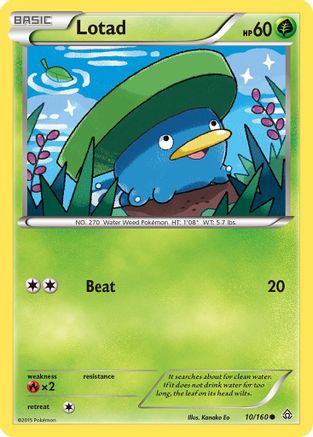 XY  Primal Clash  010/160 Lotad  - Common