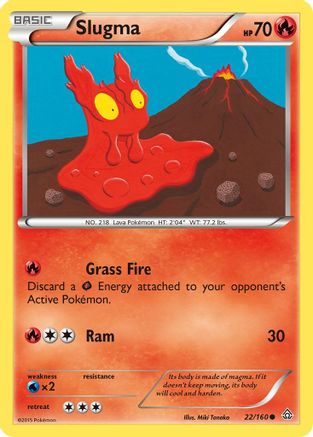 XY  Primal Clash  022/160 Slugma  - Reverse Holofoil - Common