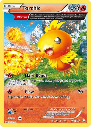XY  Primal Clash  026/160 Torchic (Omega)  - Reverse Holofoil - Uncommon