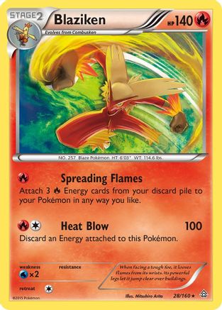 XY  Primal Clash  028 Blaziken  - Reverse Holofoil - Holo Rare