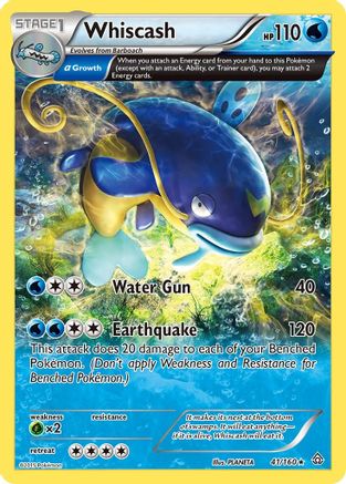 XY  Primal Clash  041/160 Whiscash (Alpha)  - Reverse Holofoil - Rare