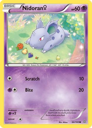 XY  Primal Clash  066/160 Nidoran (F)  - Reverse Holofoil - Common