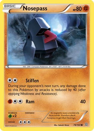 XY  Primal Clash  078 Nosepass  - Reverse Holofoil - Common