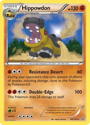 XY  Primal Clash  088 Hippowdon  - Reverse Holofoil - Holo Rare