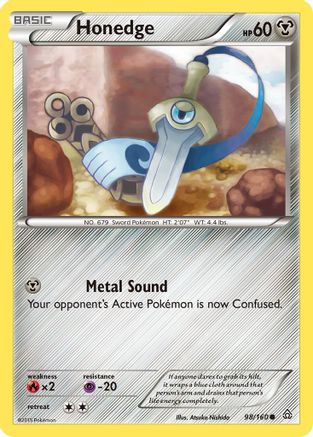 XY  Primal Clash  098 Honedge  - Reverse Holofoil - Common