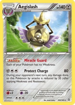 XY  Primal Clash  100 Aegislash  - Reverse Holofoil - Holo Rare