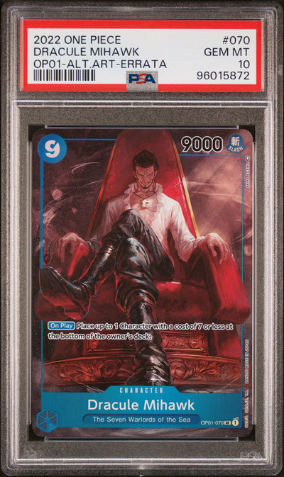 Romance Dawn  OP01-070 PSA10 #96015872 Dracule Mihawk (Parallel) (OP01-070)  - Foil - Super Rare