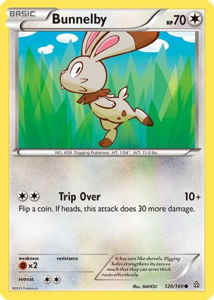 XY  Primal Clash  120 Bunnelby  - Reverse Holofoil - Common