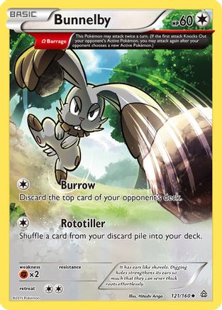 XY  Primal Clash  121/160 Bunnelby (Omega)  - Reverse Holofoil - Uncommon