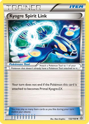 XY  Primal Clash  132/160 Kyogre Spirit Link  - Reverse Holofoil - Uncommon